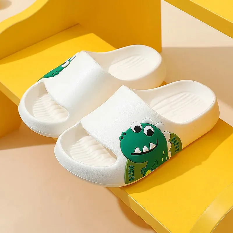 Children Slippers New 2024 Summer Cartoon Dinosaur Bear Sandals Boys Girls Soft Sole Home Flip Flops Kids Non-slip Beach Slipper