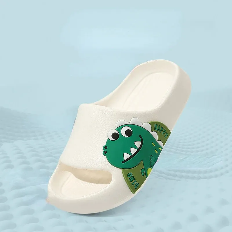 Children Slippers New 2024 Summer Cartoon Dinosaur Bear Sandals Boys Girls Soft Sole Home Flip Flops Kids Non-slip Beach Slipper