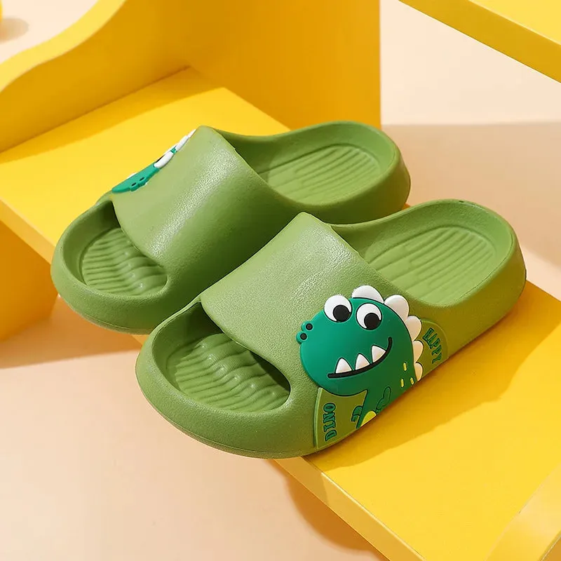 Children Slippers New 2024 Summer Cartoon Dinosaur Bear Sandals Boys Girls Soft Sole Home Flip Flops Kids Non-slip Beach Slipper