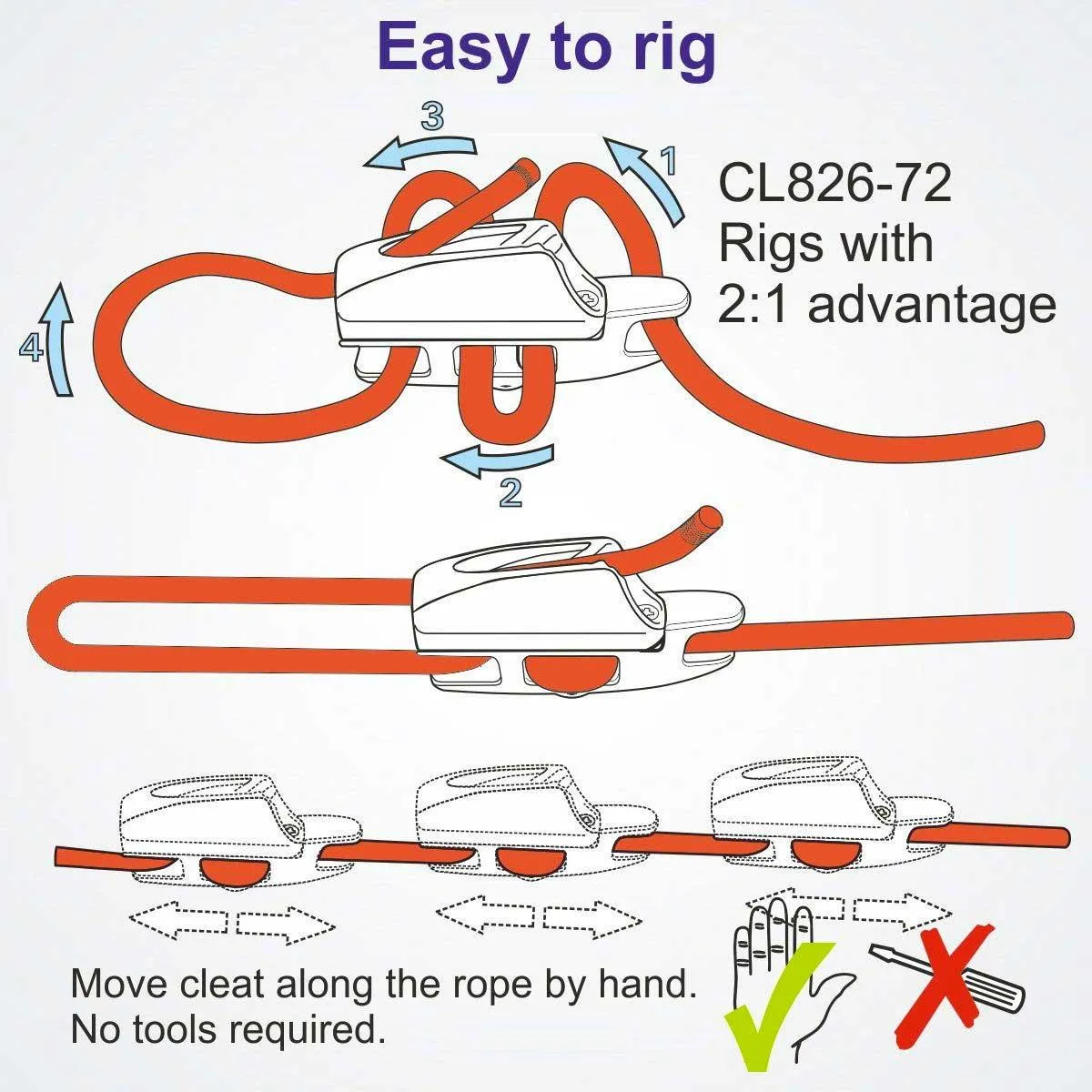 Clamcleat CL826 Aero Base with CL272 Nylon MK2 Junior - CL826-72