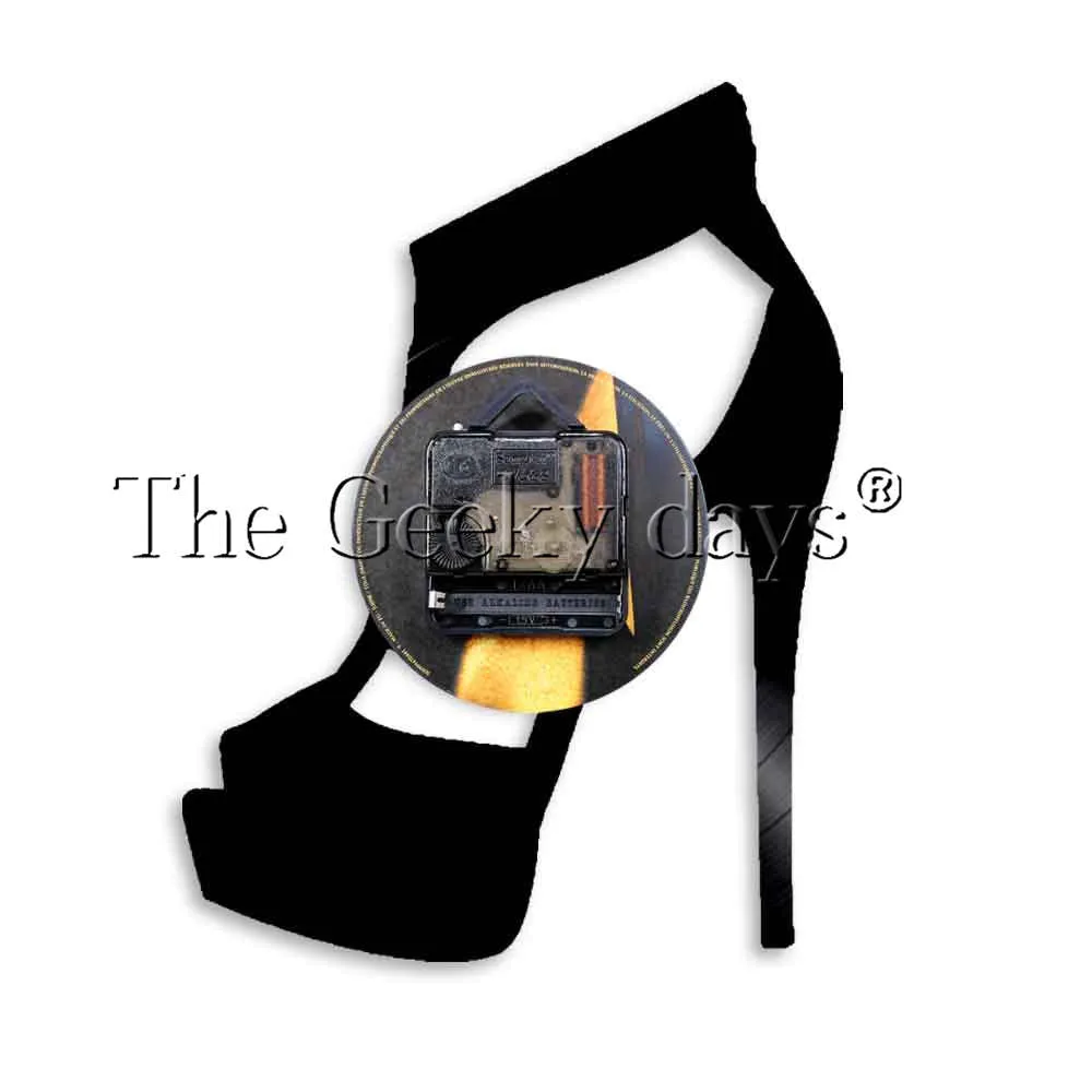 Classic Black High Heel Design Wall Clock Fashion Wall Art Shoes Store Business Sign Wall Art Vinyl Record Wall Clock Lady Gifts