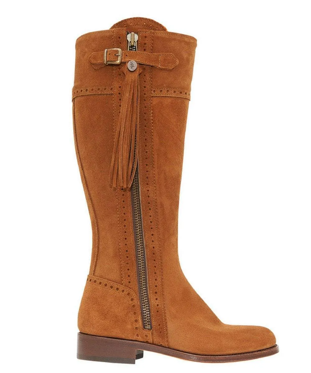 Classic Spanish Riding Boot - Camel Suede