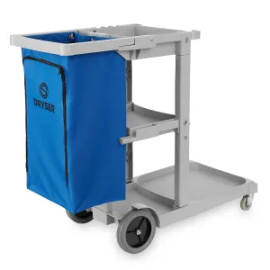 Commercial Janitorial Cleaning Cart with Shelves and Vinyl Bag- Dryser