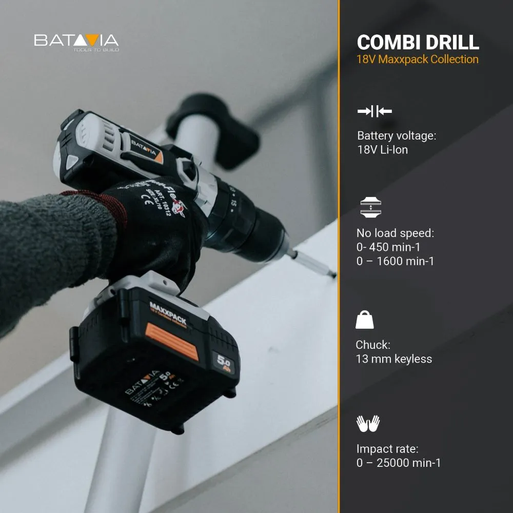 Cordless Combi Drill 18V 40Nm set