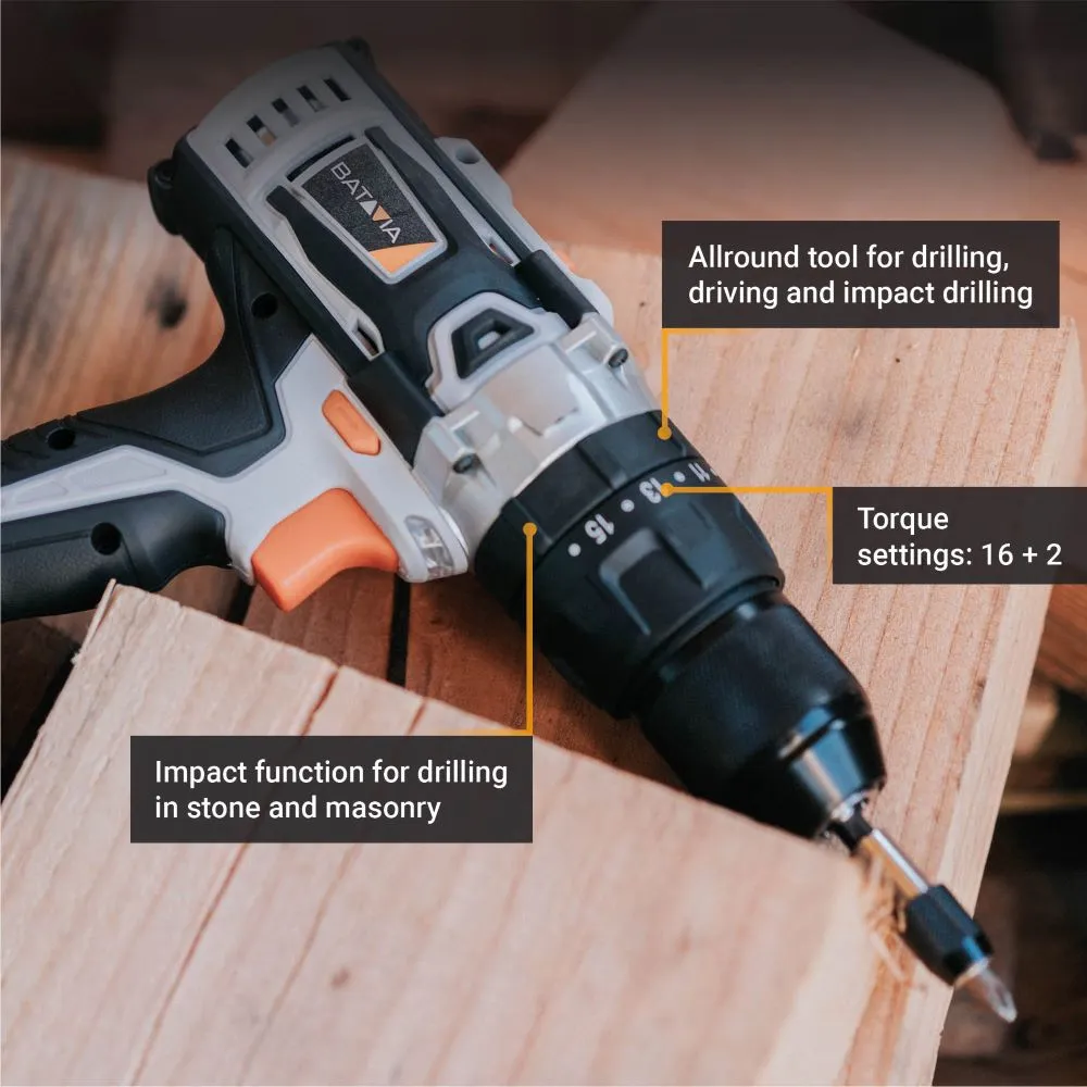 Cordless Combi Drill 18V 40Nm set