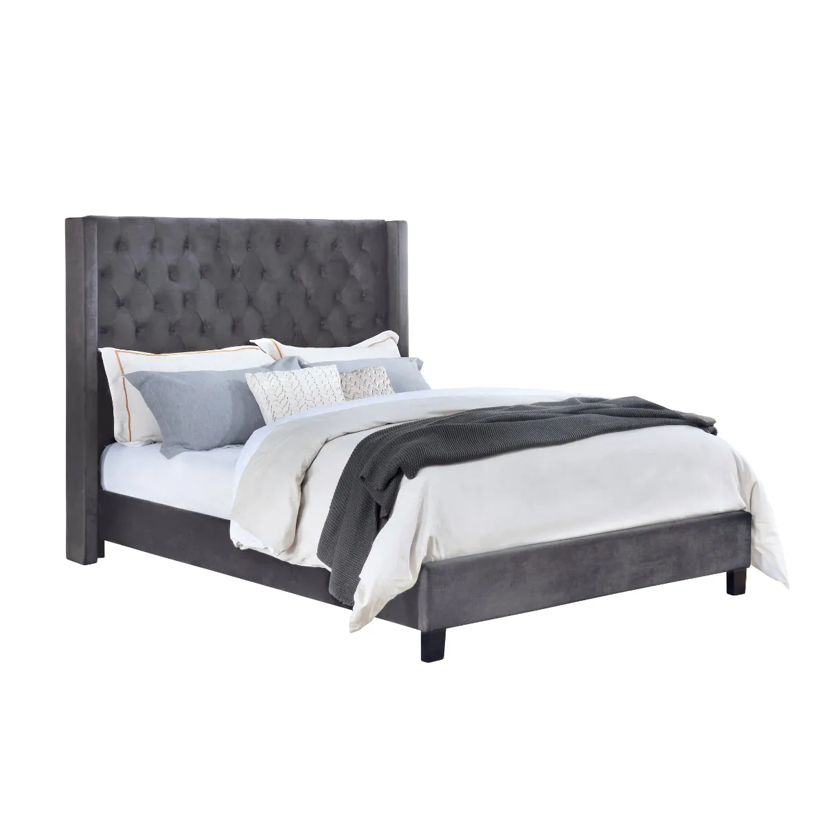 Deirdre Diamond-Quilted Winged Queen Bed