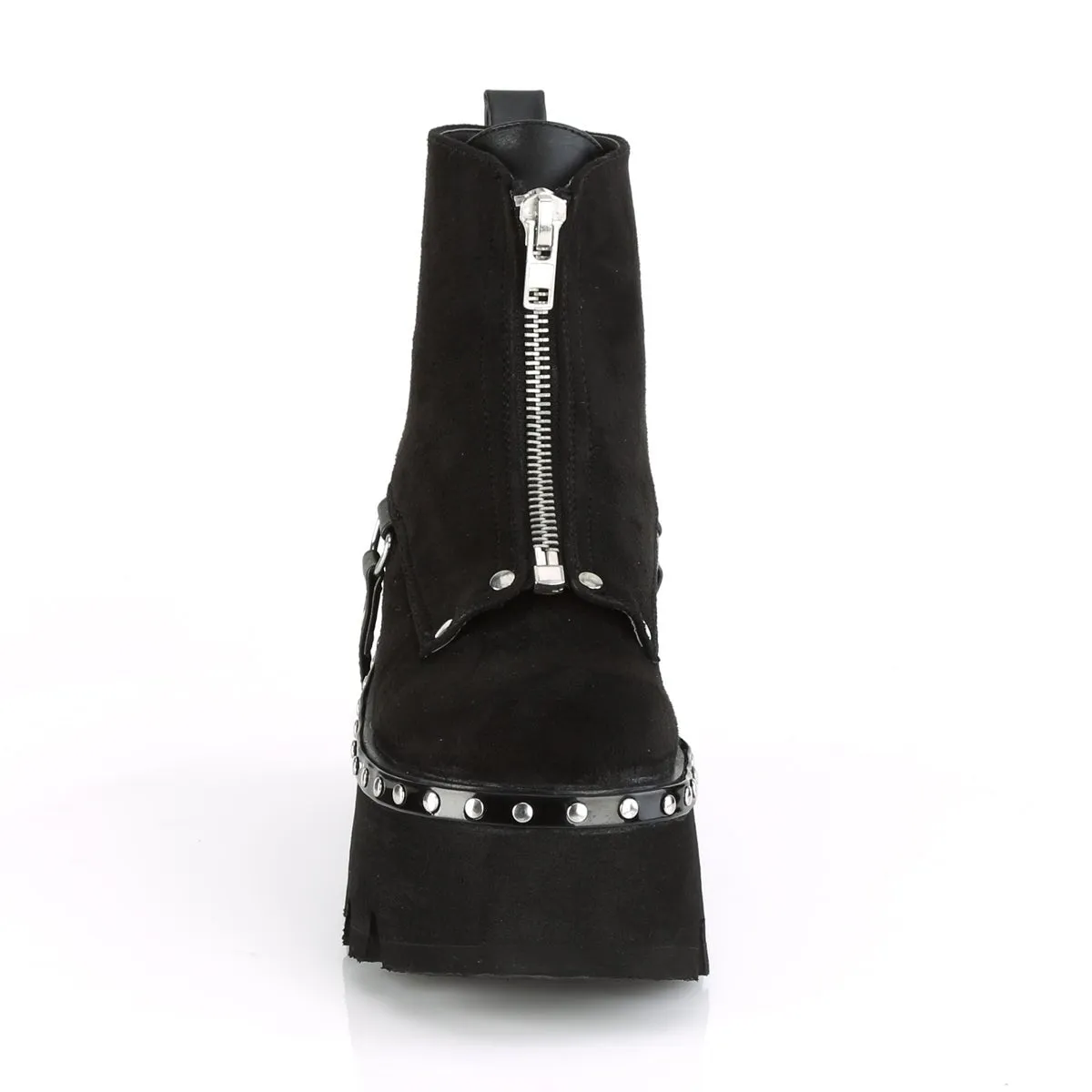 Demonia ASHES-100 | Black Vegan Suede & Leather Ankle Boots