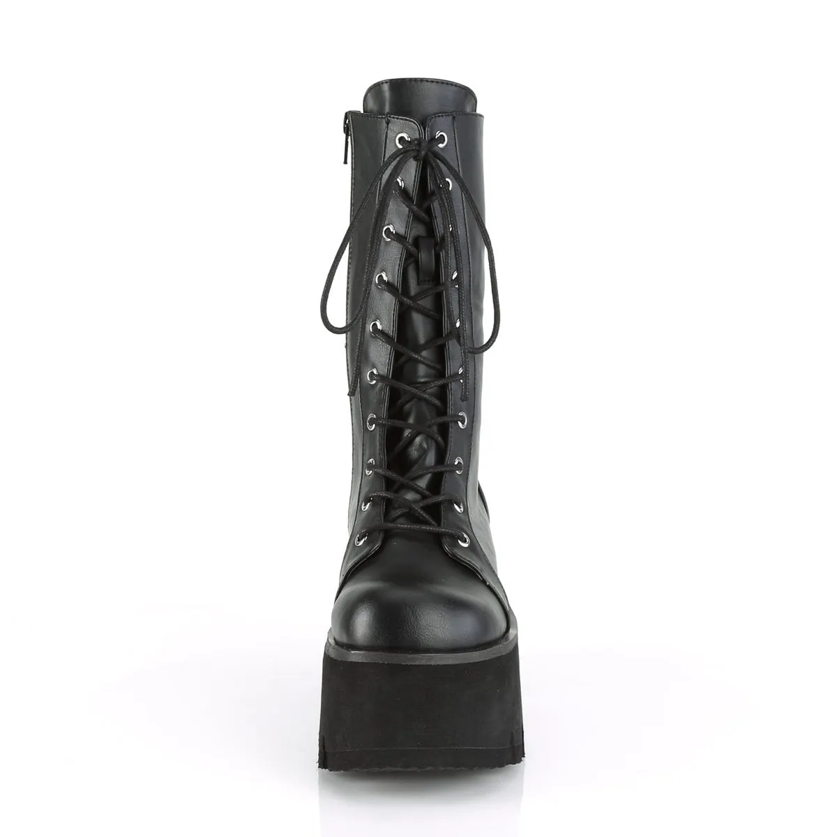 Demonia ASHES-105 | Black Vegan Leather Mid-Calf Boots