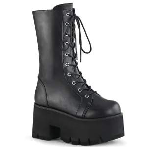 Demonia ASHES-105 | Black Vegan Leather Mid-Calf Boots