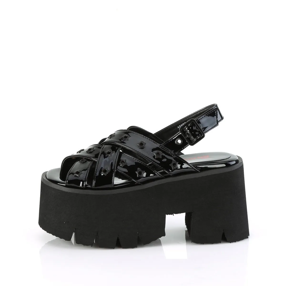 Demonia ASHES-12 | Black Patent Leather Sandals