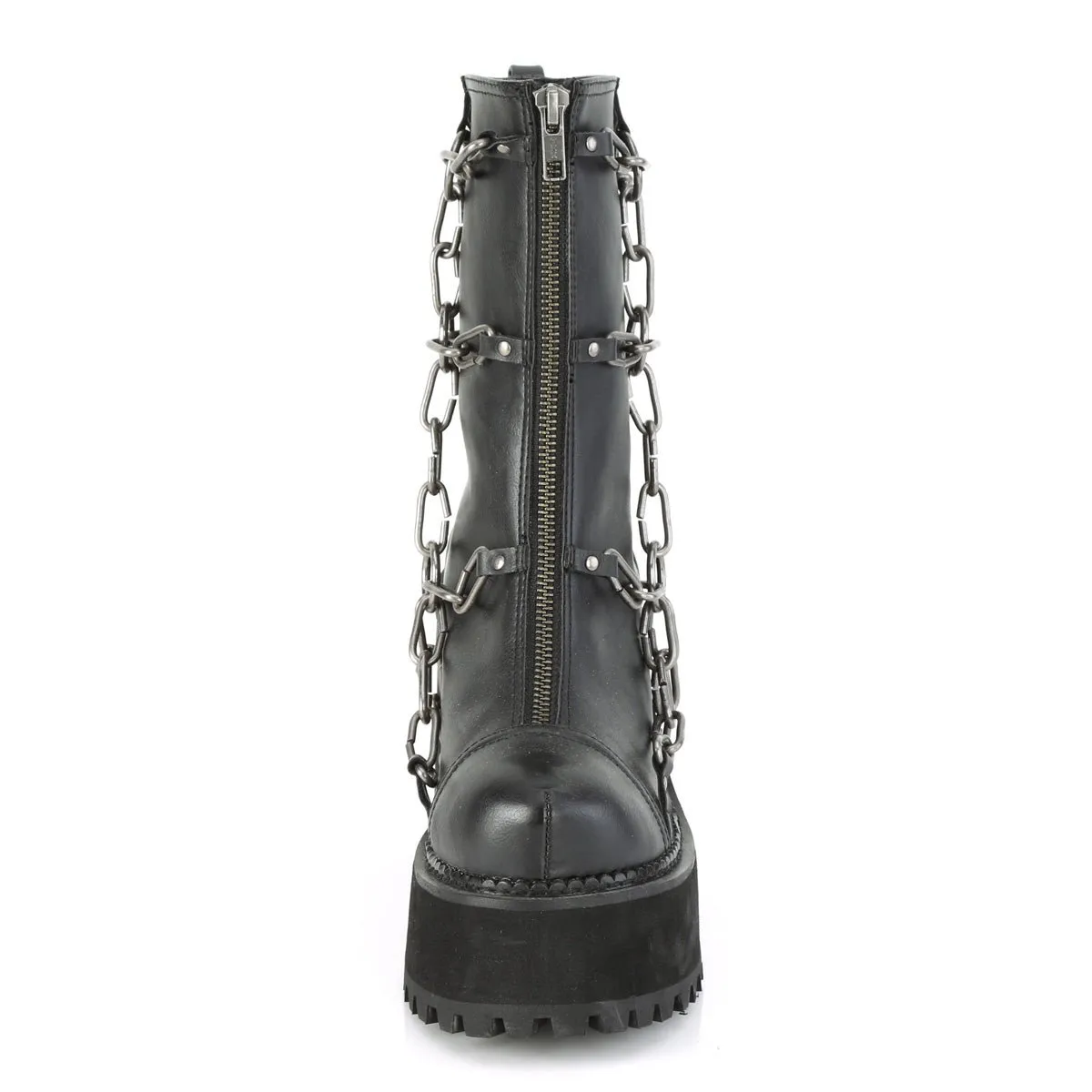 Demonia ASSAULT-66 | Black Vegan Leather Ankle Boots