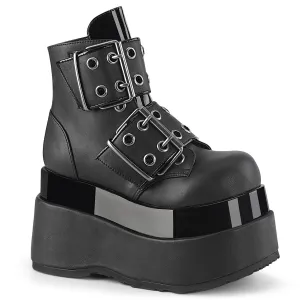 Demonia BEAR-104 | Black Vegan Leather Ankle Boots