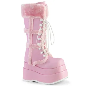 Demonia BEAR-202 | Baby Pink  Vegan Leather Mid-Calf Boots