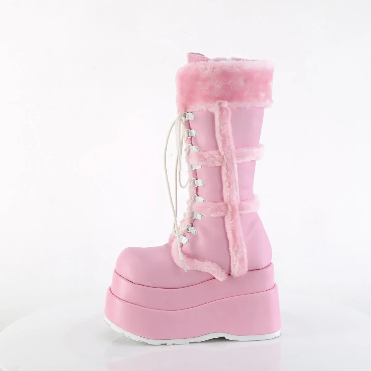 Demonia BEAR-202 | Baby Pink  Vegan Leather Mid-Calf Boots