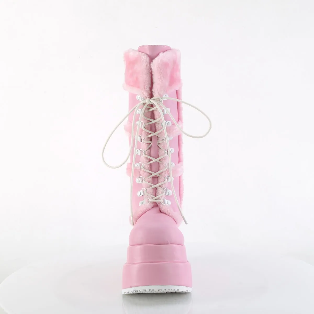 Demonia BEAR-202 | Baby Pink  Vegan Leather Mid-Calf Boots