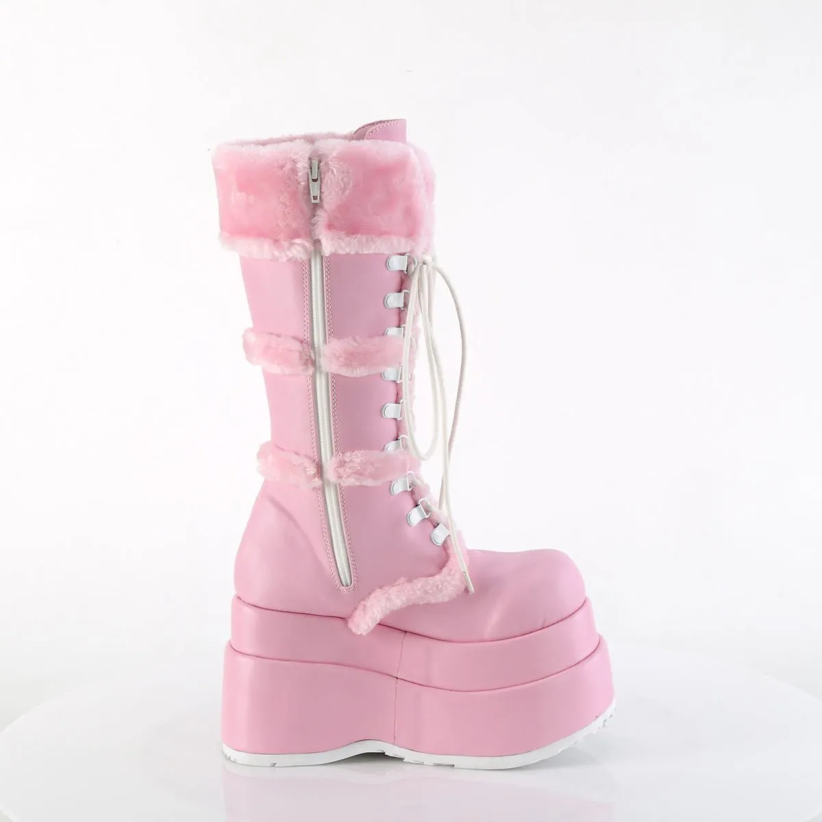 Demonia BEAR-202 | Baby Pink  Vegan Leather Mid-Calf Boots