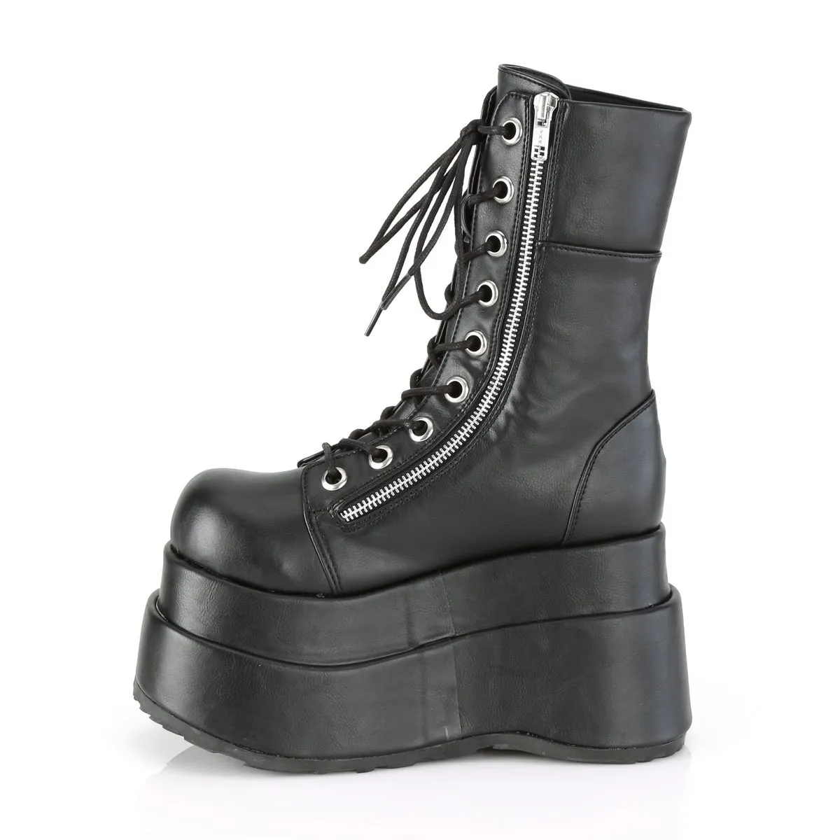 Demonia BEAR-265 | Black Vegan Leather Mid-Calf Boots