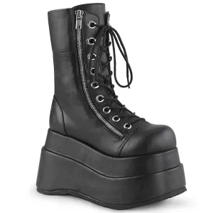 Demonia BEAR-265 | Black Vegan Leather Mid-Calf Boots