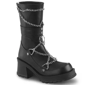 Demonia BRATTY-120 | Black Vegan Leather Mid-Calf Boots