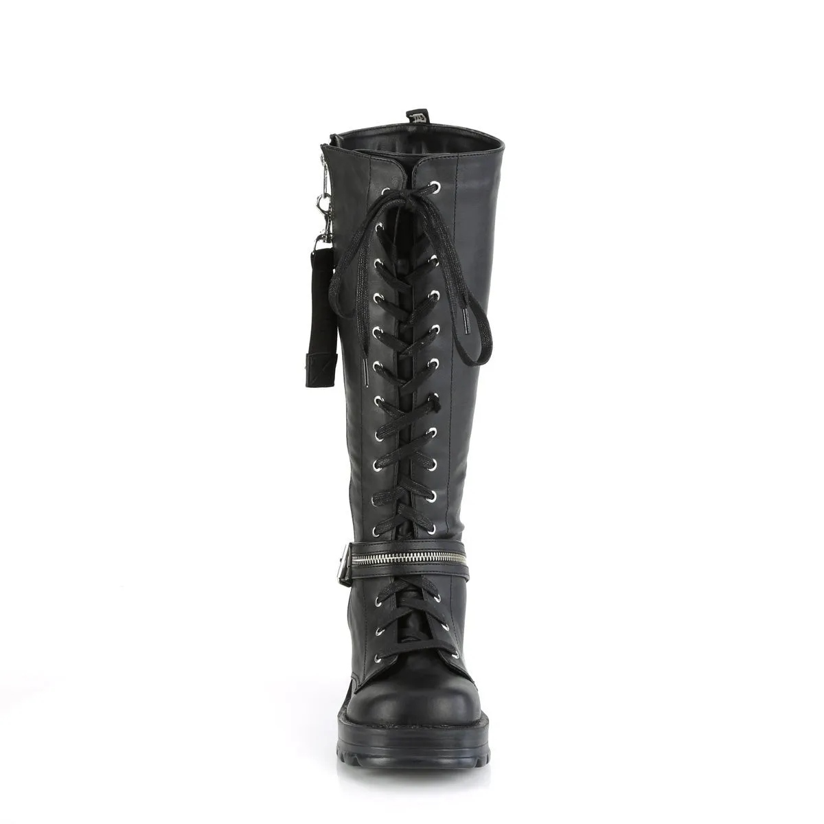 Demonia BRATTY-206 | Black Vegan Leather Knee High Boots