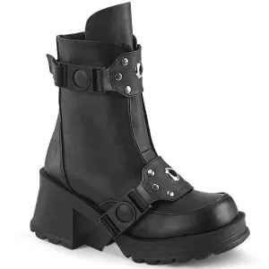 Demonia BRATTY-56 | Black Vegan Leather Ankle Boots