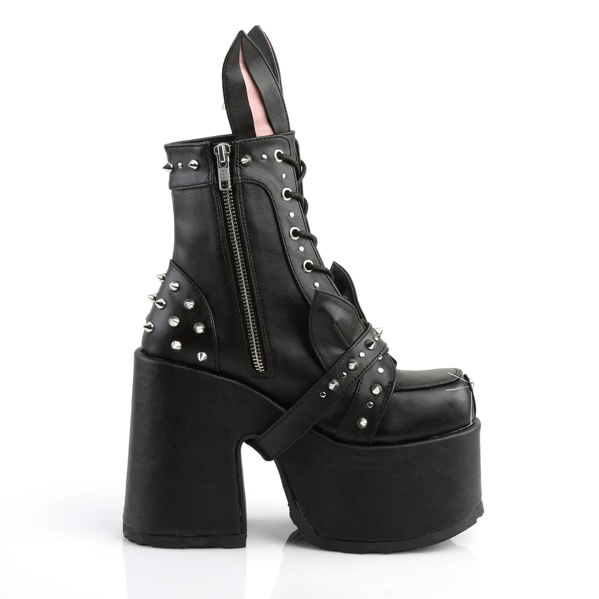 Demonia CAMEL-202 | Black Vegan Leather Ankle Boots