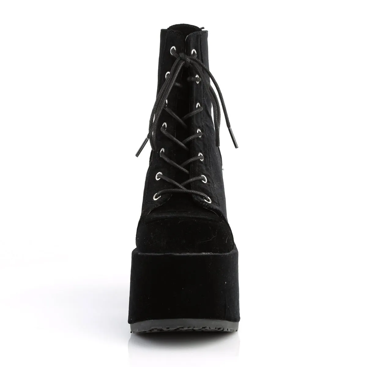 Demonia CAMEL-203 | Black  Velvet Ankle Boots