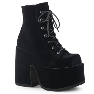 Demonia CAMEL-203 | Black  Velvet Ankle Boots