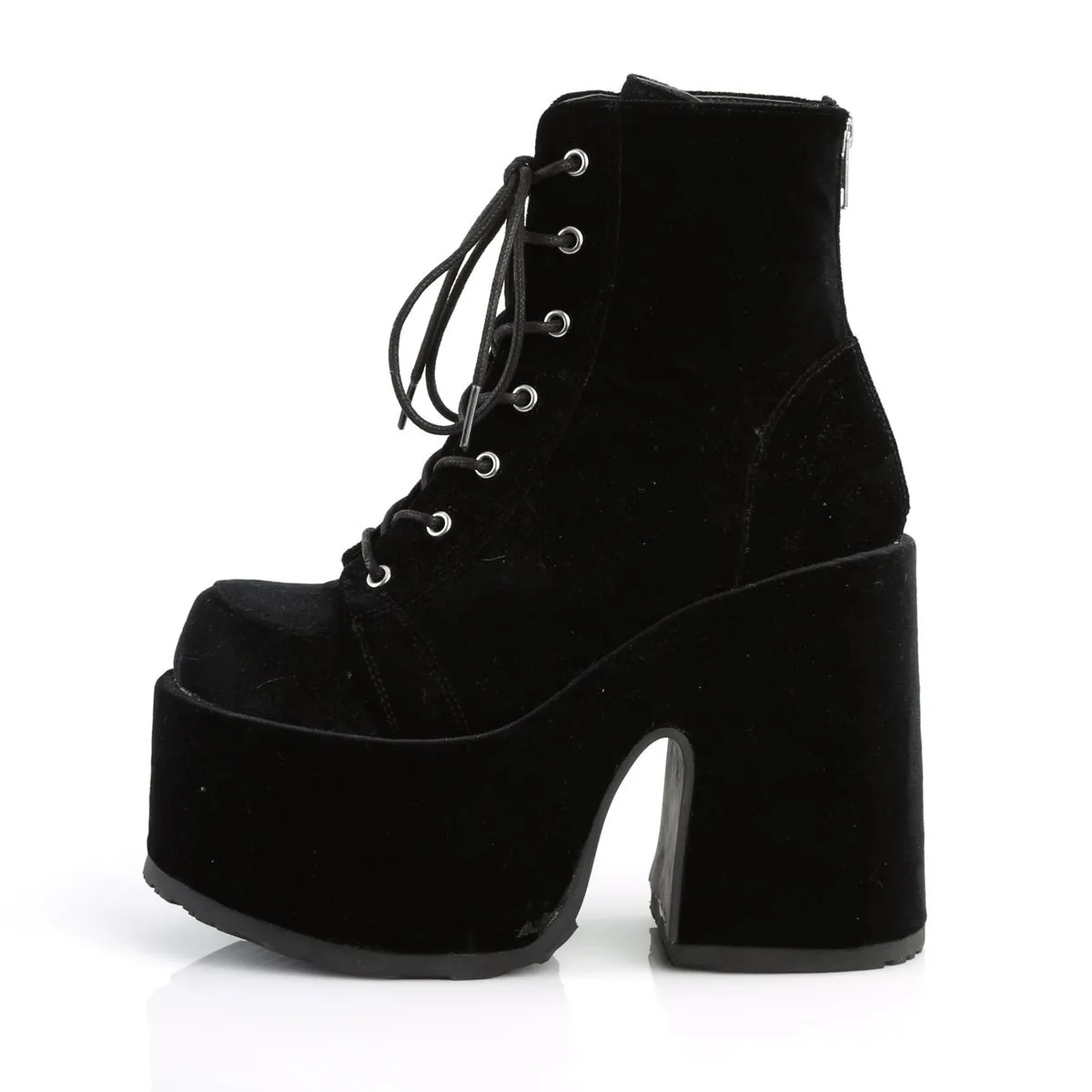 Demonia CAMEL-203 | Black  Velvet Ankle Boots