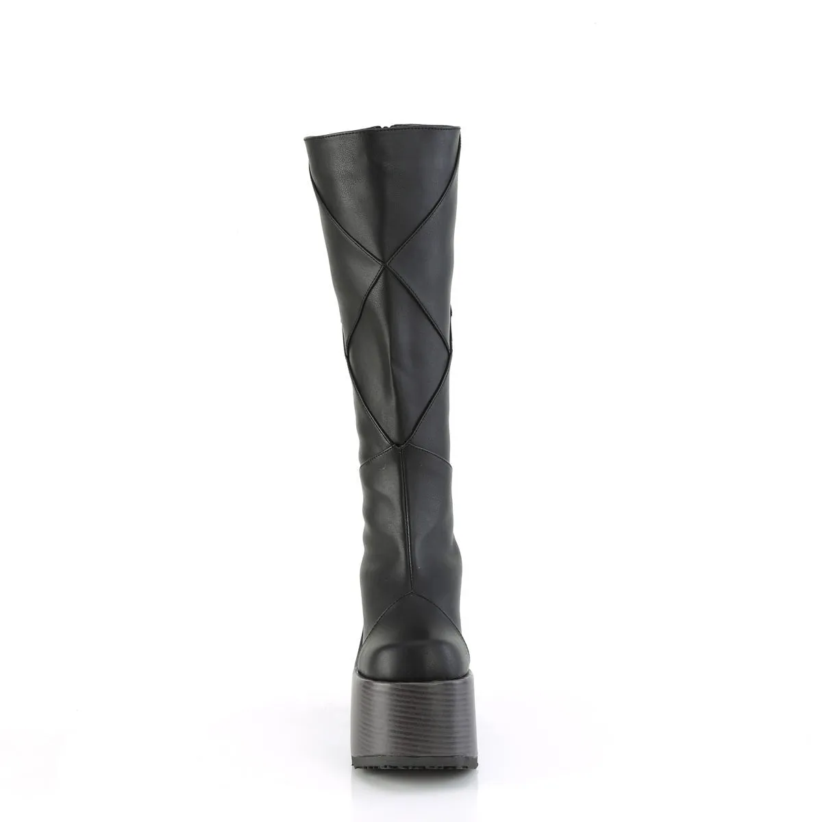 Demonia CAMEL-280 | Black Vegan Leather Knee High Boots