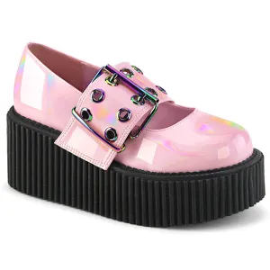 Demonia CREEPER-230 | Baby Pink Hologram Patent Creepers