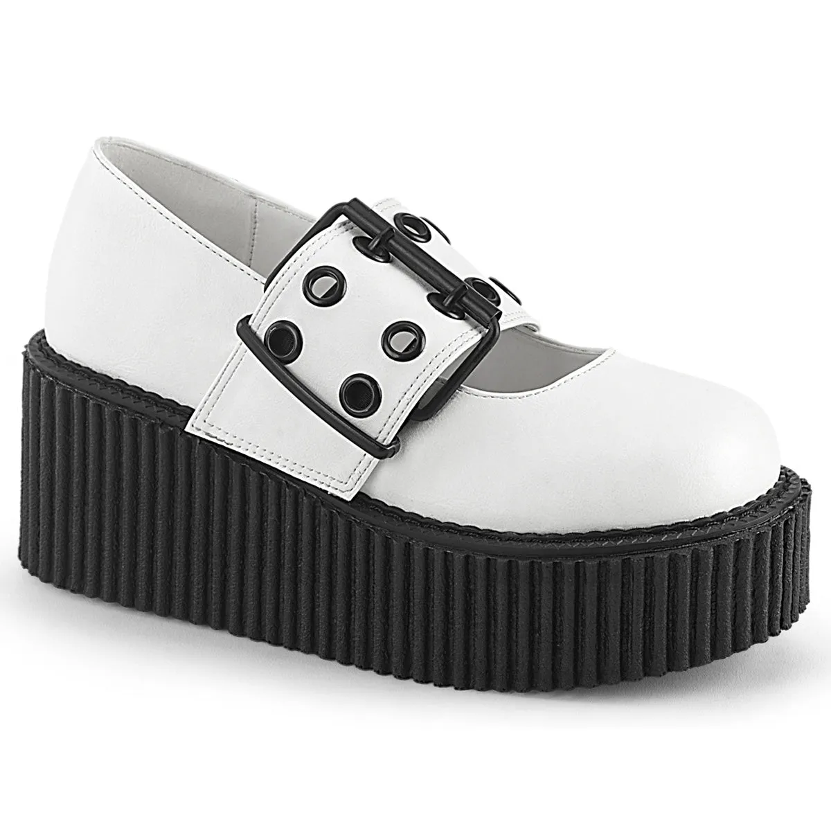 Demonia CREEPER-230 | White Vegan Leather Creepers