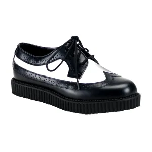 Demonia CREEPER-608 | Black & White Leather Unisex Creepers