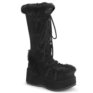 Demonia CUBBY-311 | Black Vegan Suede Mid-Calf Boots