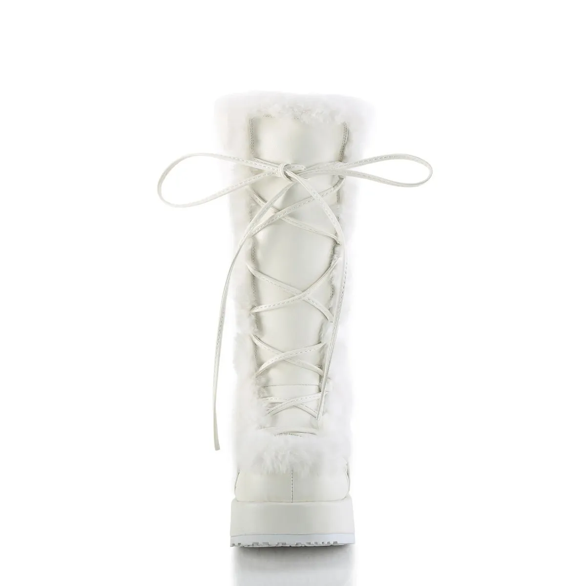 Demonia CUBBY-311 | White Vegan Leather Mid-Calf Boots