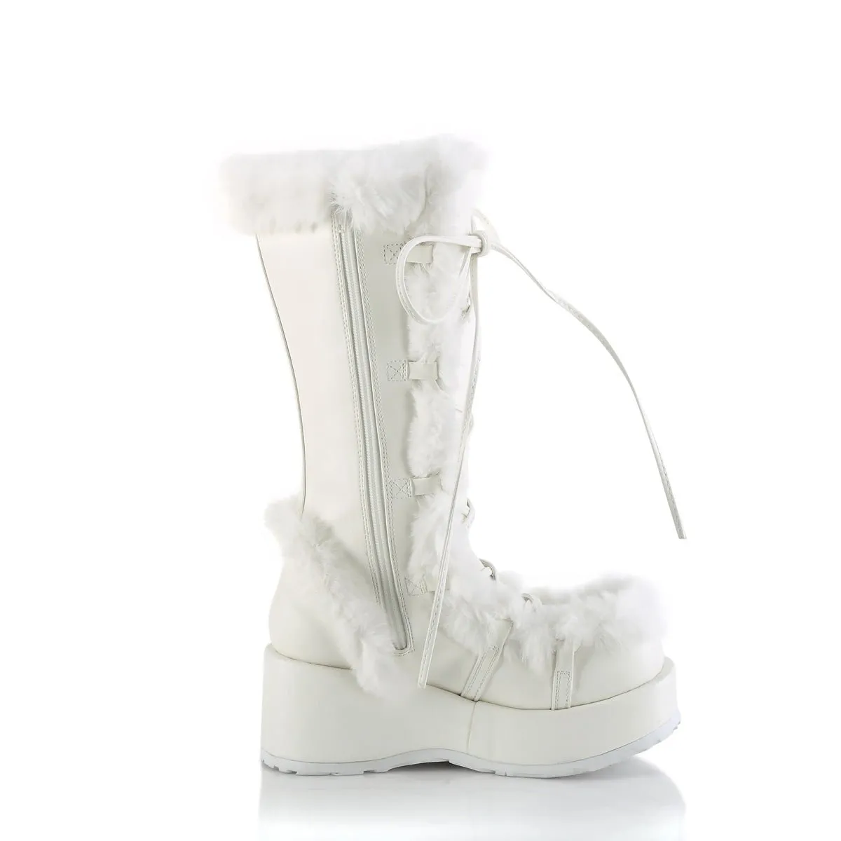 Demonia CUBBY-311 | White Vegan Leather Mid-Calf Boots