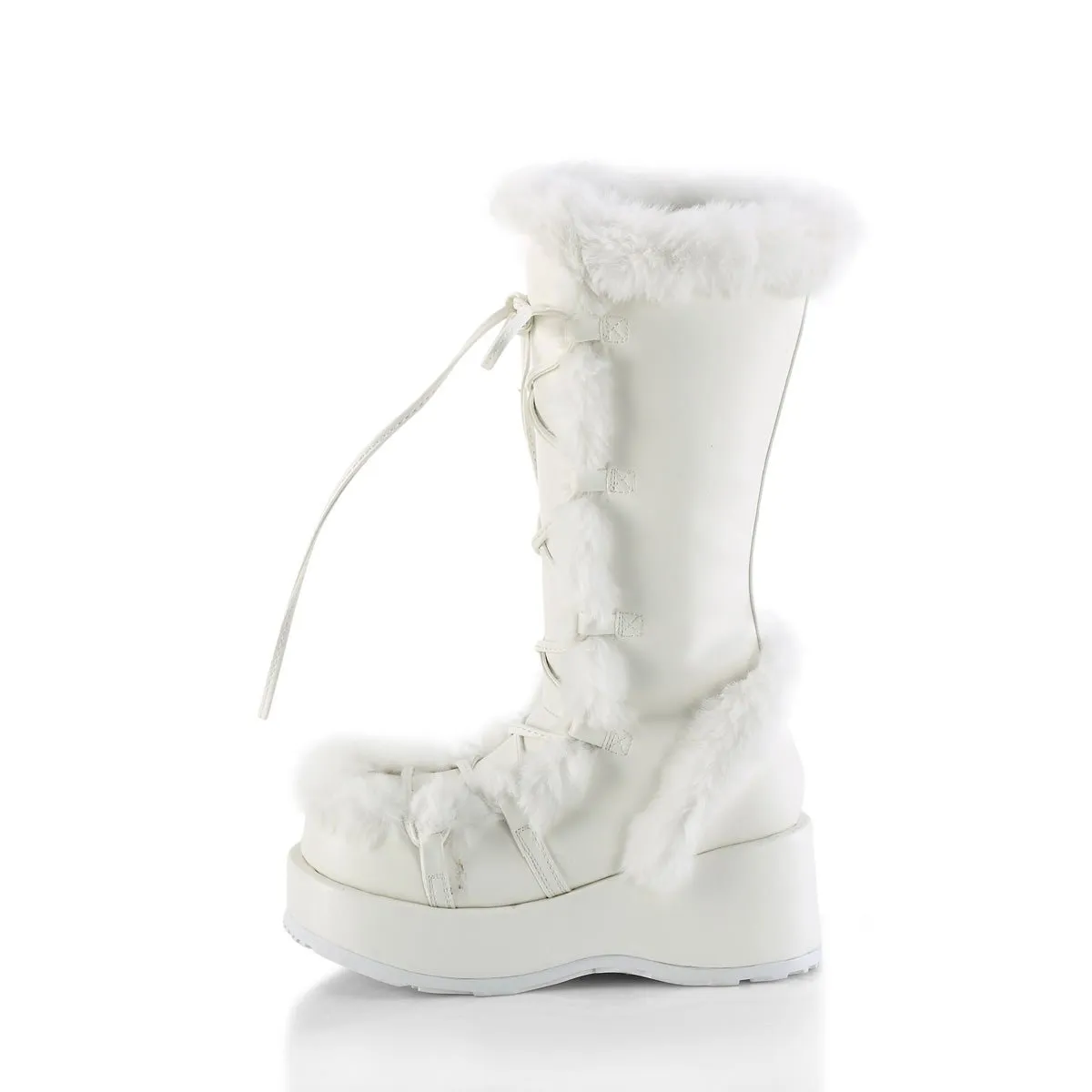 Demonia CUBBY-311 | White Vegan Leather Mid-Calf Boots