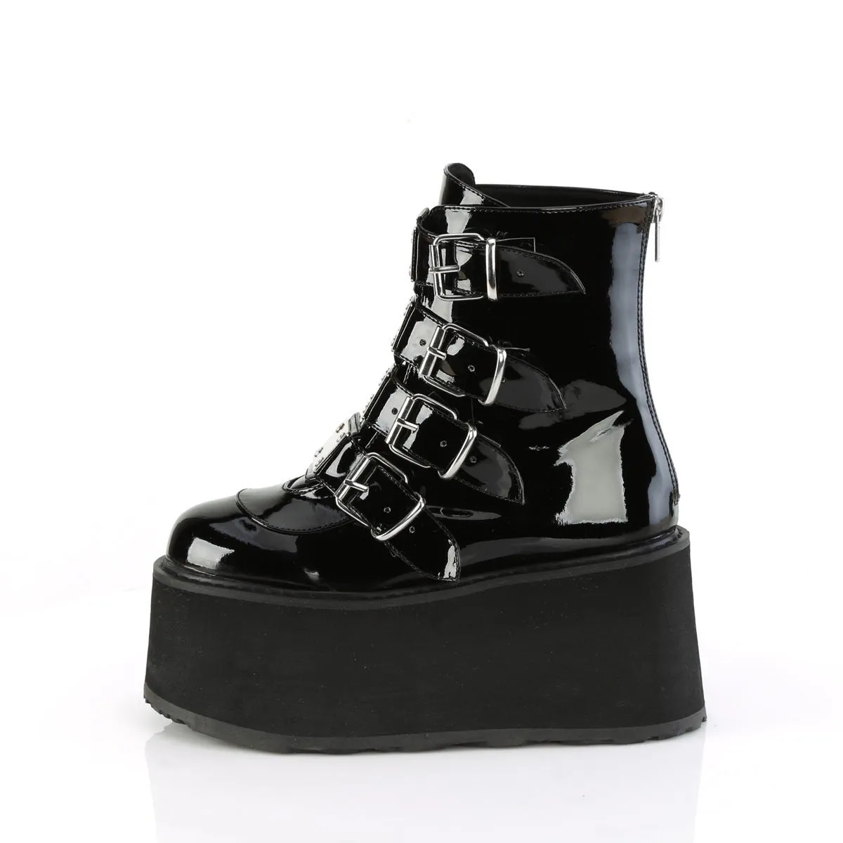 Demonia DAMNED-105 | Black Patent Leather Ankle Boots