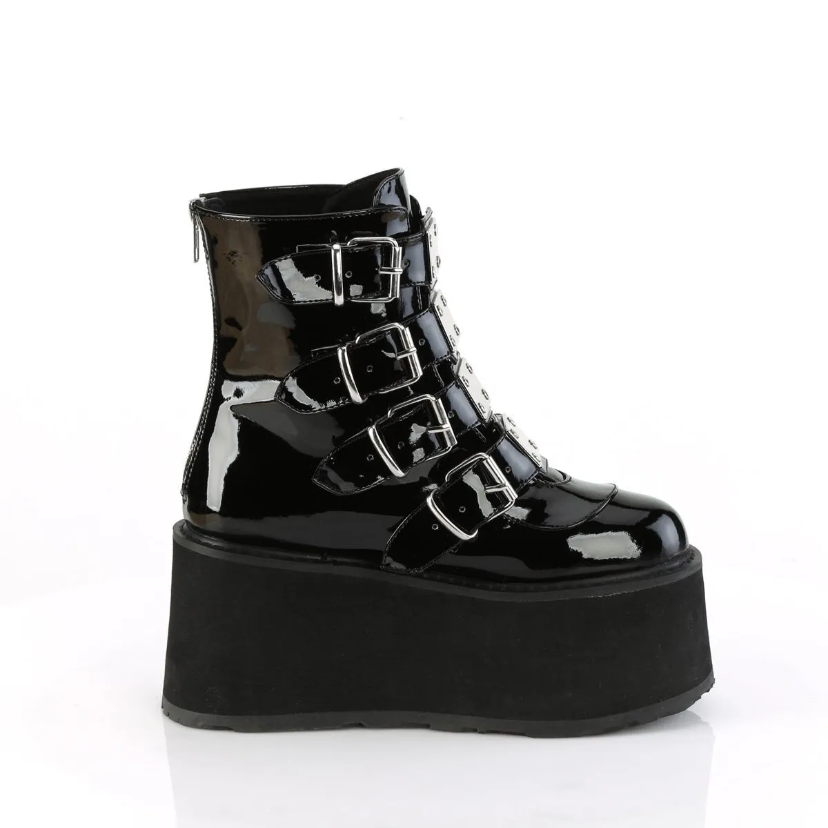 Demonia DAMNED-105 | Black Patent Leather Ankle Boots