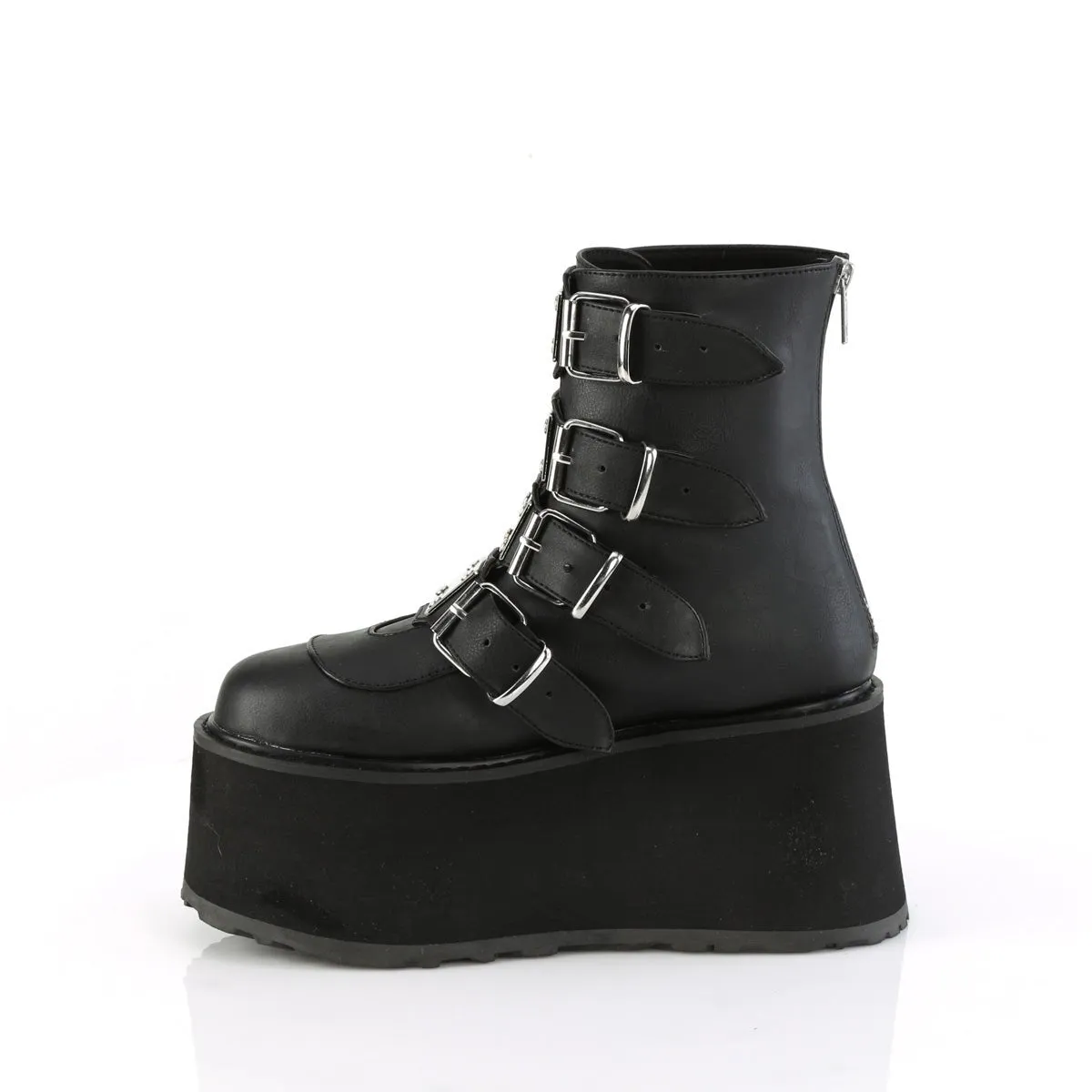 Demonia DAMNED-105 | Black Vegan Leather Ankle Boots