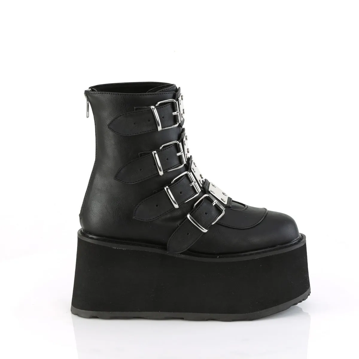 Demonia DAMNED-105 | Black Vegan Leather Ankle Boots