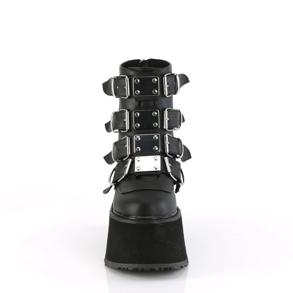 Demonia DAMNED-105 | Black Vegan Leather Ankle Boots