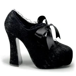 Demonia DEMON-11 | Black Satin & Lace Mary Janes