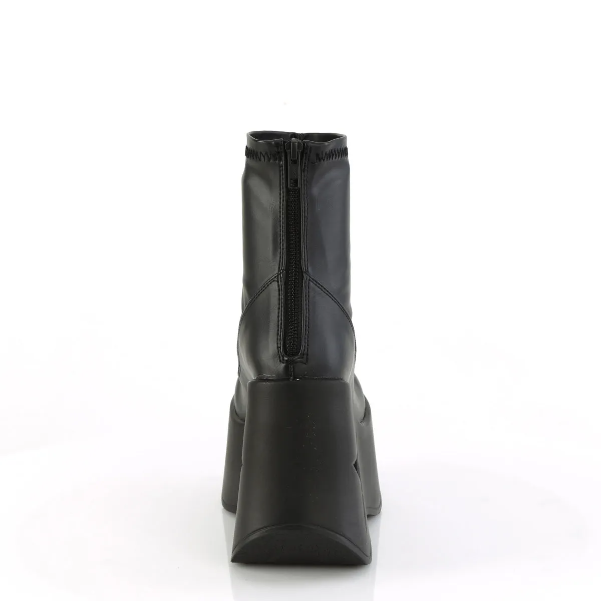 Demonia DYNAMITE-100 | Black Stretch Vegan Leather Ankle Boots