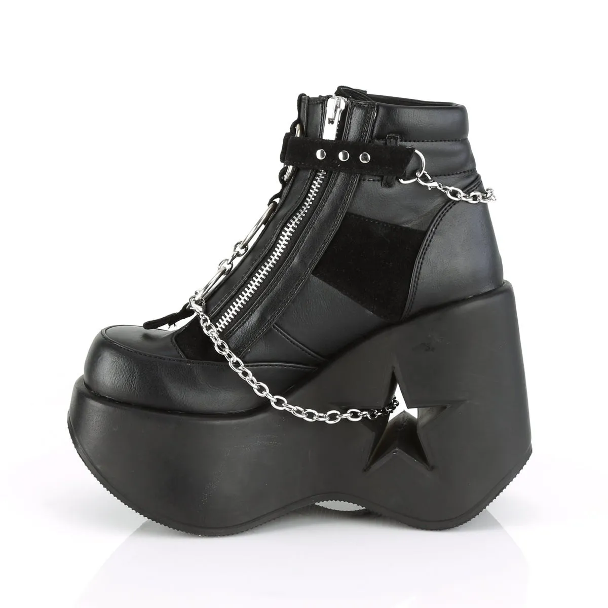 Demonia DYNAMITE-101 | Black Vegan Leather & Suede Ankle Boots