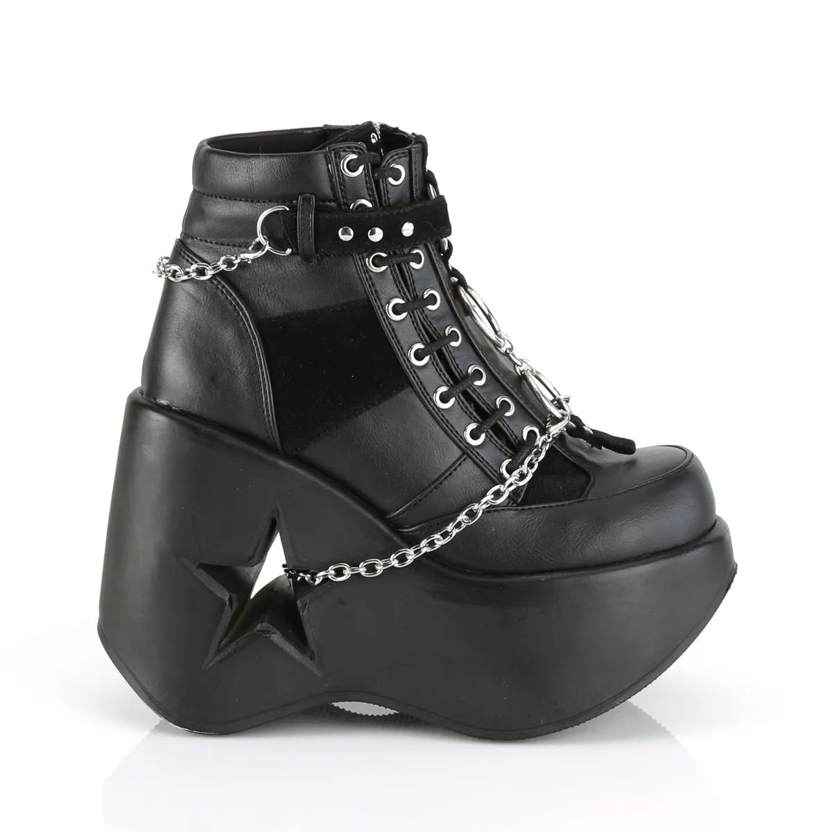 Demonia DYNAMITE-101 | Black Vegan Leather & Suede Ankle Boots