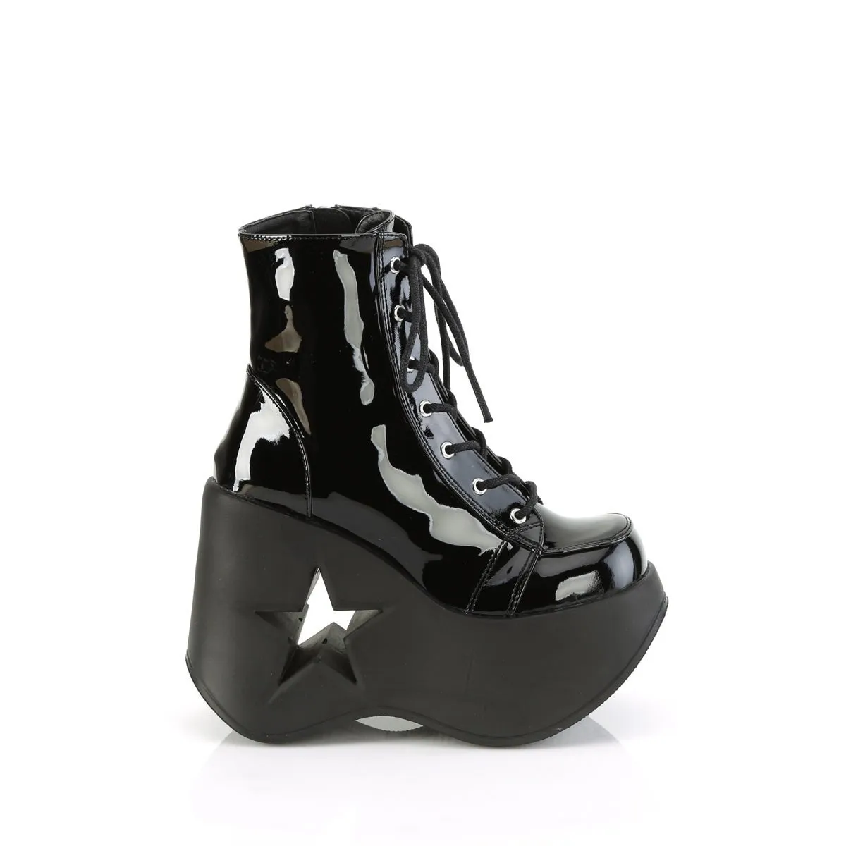 Demonia DYNAMITE-106 | Black Patent Leather Ankle Boots