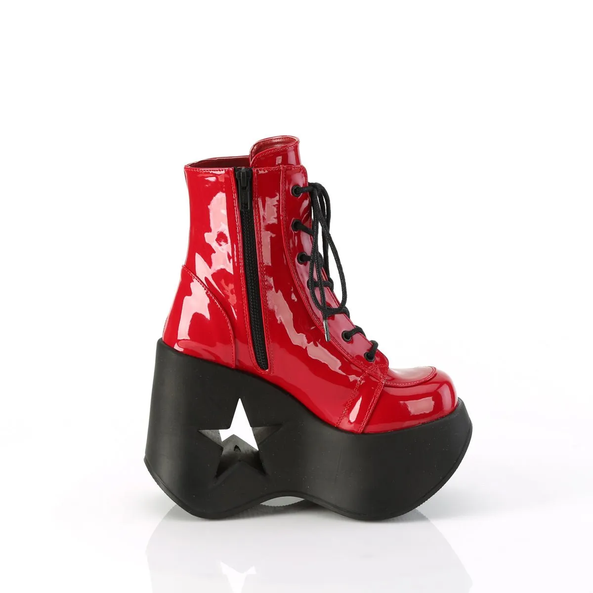 Demonia DYNAMITE-106 | Red Patent Leather Ankle Boots