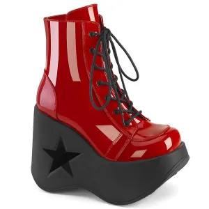 Demonia DYNAMITE-106 | Red Patent Leather Ankle Boots