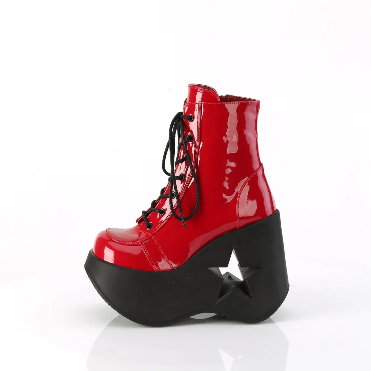 Demonia DYNAMITE-106 | Red Patent Leather Ankle Boots